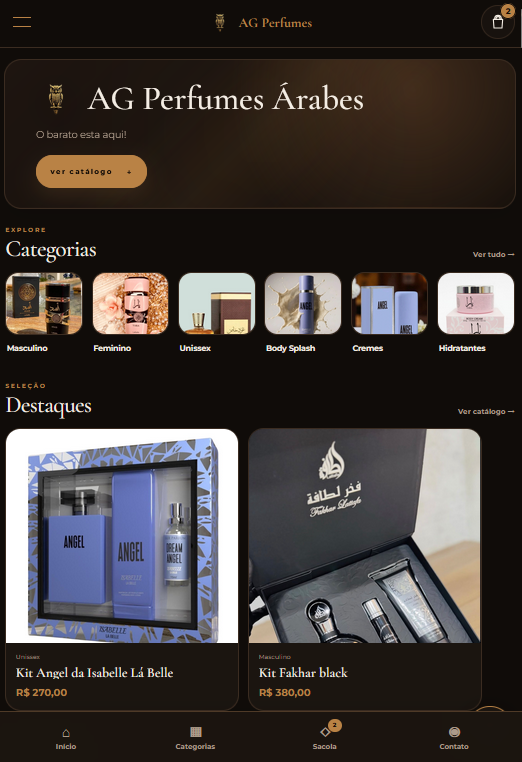 Prévia real do catálogo digital AG Perfumes