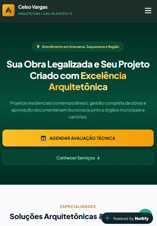 Prévia real do site Celso Arquiteto