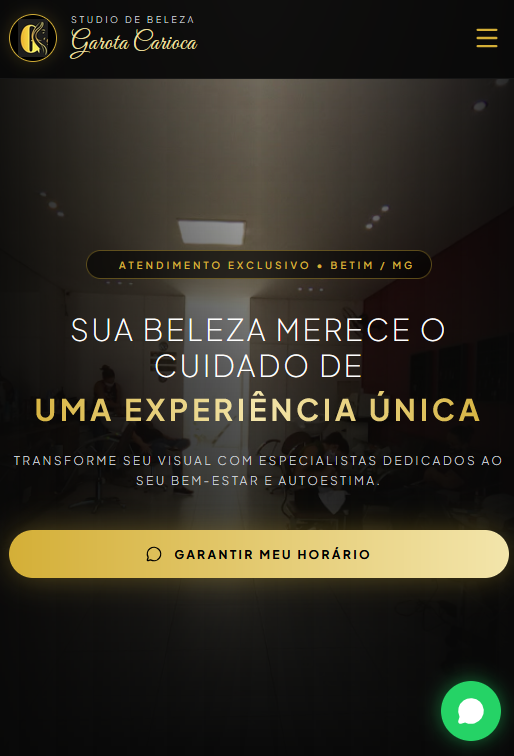 Prévia real do site Studio Garota Carioca